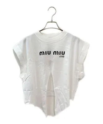 MIU MIU Women's T-Shirt Sleeveless Cut Off Tops White Italy Size:XS Tag MJT/2928 • $417.97