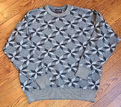 Vintage Demetre 100% Pure Virgin Wool Ski Sweater L Retro Mod Racing Gray Orion • $49.99