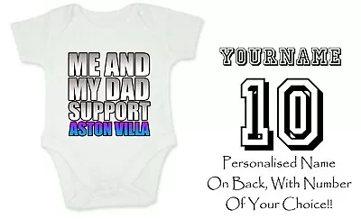 £5.99 • Buy Aston Villa Baby Vest, Football Baby Vest, BodySuit, Baby Shower Me And My Dad 