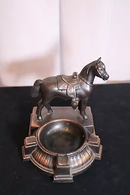 Vintage Western  Metal STANDING HORSE Cigarette Ashtray 5.5” X4.5 X5  • $24.99