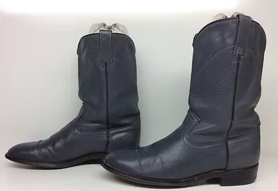 Vtg Mens Stock Show Western Roper Leather Gray Bluish Boots Size 8.5 D • $17.99