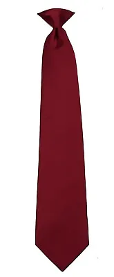 Men's Big & Tall Burgundy Solid XL Clip-On Necktie Business Formal Wedding Prom • $15.95