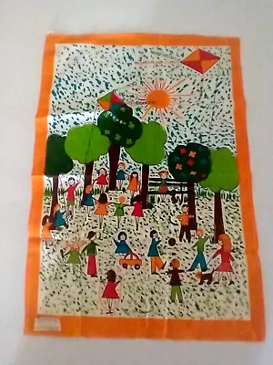 Vintage Cantoni Children At Play Stew Kitchen LINEN Tea Towel Bright Colors NWT • $70