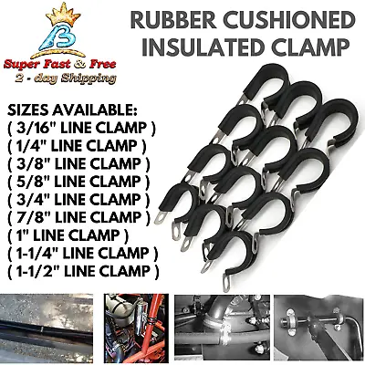 Rubber Cushioned Insulated Cable Clamp Pipe Tube Hose Clip Wire Cord Holder 12pc • $19.99