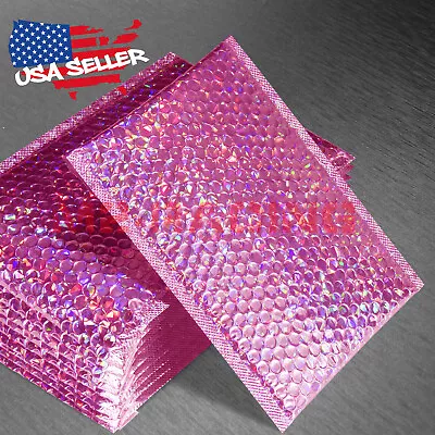 ANY SIZES # Holographic Rose Red Bubble Padded Mailers Shipping Envelopes Bags • $16.99