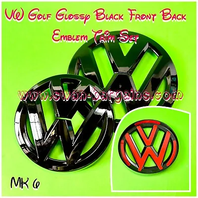 $48 • Buy Full Black Front Grill Badge VW Volkswagen Golf MK6 MK7 MK7.5 Rear Trunk Emblem