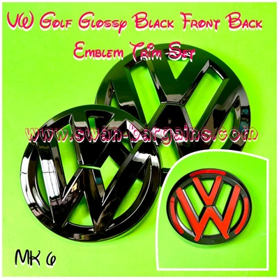 $48 • Buy Full Black Front Grill Badge VW Volkswagen Golf MK6 MK7 MK7.5 Rear Trunk Emblem