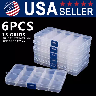 6 Pack Clear Jewelry Box Plastic Bead Storage Craft Container Earrings Organizer • $9.59