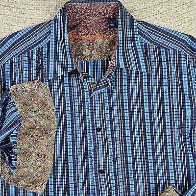 Robert Graham Dress Shirt Men’s Large Chest Ruffles Flip Cuffs Embroidered  • $23.99