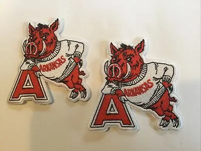 (2) Arkansas Razorbacks Vintage IRON ON PATCHES Patch Lot 3  X 2.5” Hogs • $9.99