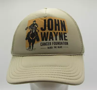 John Wayne Cancer Foundation Block The Blaze Adult Hat Cap Beige Mesh Snap Back • $18.99