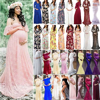 $48.19 • Buy Women Pregnant Maternity Party Gown Lace Maxi Dress Photoshoot Photography Prop