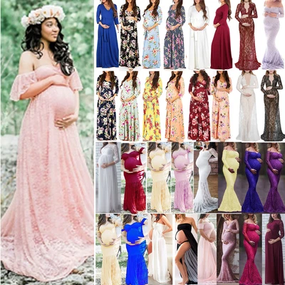 $48.19 • Buy Women Pregnant Maternity Party Gown Lace Maxi Dress Photoshoot Photography Prop