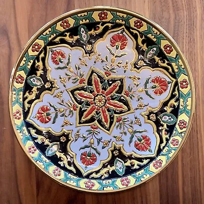 Handmade Manousakis Keramik Rodos Greece Ceramic Plate Gold Accent 9” • $20