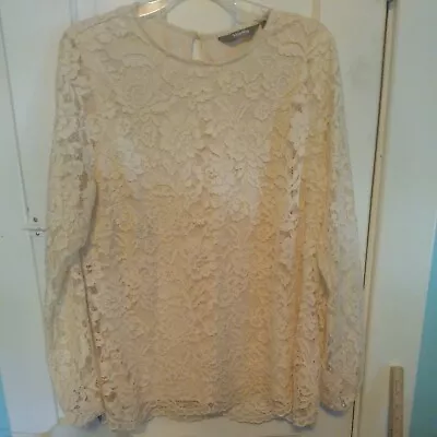 Martha Stewart Women's Lace Top Sz L Long Sleeve Ivory Cream EUC  • $25