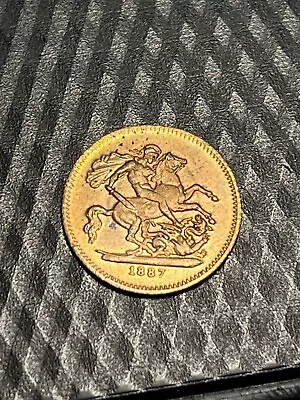 1887 Queen Victoria Sovereign Model Coin By Lauer - Toy 13MM Ca1900 Gilt Brass • $29.99