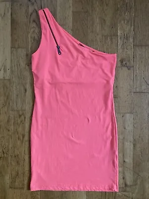 £5.48 • Buy River Island Womens Neon Peach Coloured One Shoulder Stretch Tunic Top Size 8 10