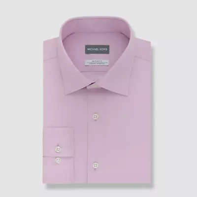 $88 Michael Kors Men's Slim-Fit Pink Long-Sleeve Stretch Dress Shirt 16.5 34/35 • $27.58