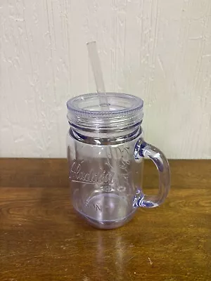 Aladdin Mason Plastic  20oz Jar With Clear Lid & Straw Insulated • $15.99