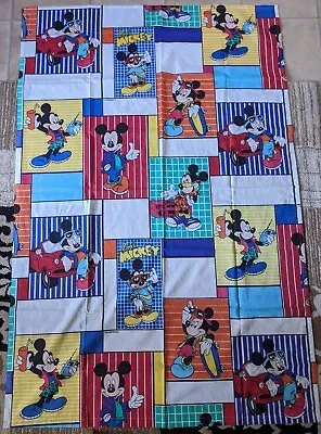 £26.68 • Buy VTG Walt Disney Co 90s 80s Disney Curtain Sheet Fabric Mickey Mouse #2 Repurpose