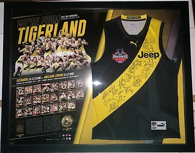 RICHMOND TIGERS 2017 AFL PREMIERS WE'RE FROM TIGERLAND SIGNED & FRAMED Jumper • $2495