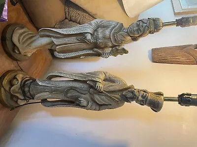 Tall Sculptures Oriental Couple Signed Universal Statuary Chicago Corp 1958 VTG • $450