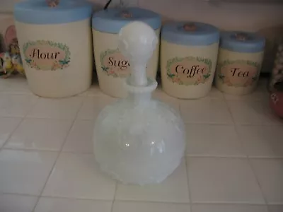 Antique Victorian Milk Glass Cologne Perfume Vanity Bottle With Embossed Design • $35