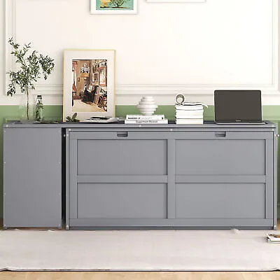 Queen Size Murphy Bed With Rotable Desk Gray 40AAE • $577.89