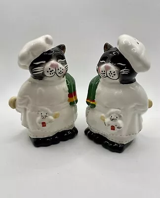 Vintage Tuxedo Cat Chefs W/mouse In Apron Pocket Salt And Pepper Shakers New • $14