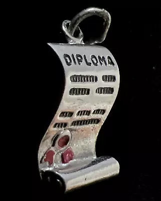 Vintage 925 Sterling Silver Graduation Diploma Dimensional Charm • $14.99