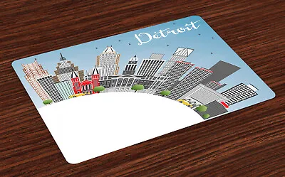 £14.99 • Buy Michigan Place Mats Set Of 4 Detroit USA Skyline Art