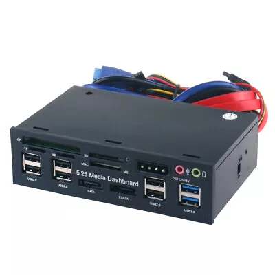 5.25inch Optical Drive Front Panel ESATA Media Dashboard All In 1 PC Card Reader • £25.49