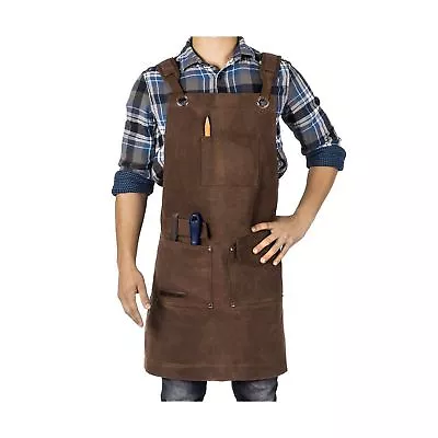 Waxed Canvas Heavy Duty Shop Apron With Pockets Adjustable Up To XXL For Men ... • $65.99