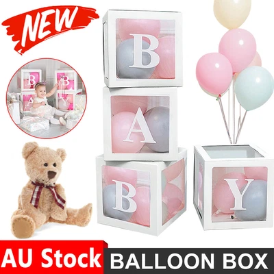 $16.99 • Buy 4pcs Baby Shower Birthday Transparent Party Gift Boxes Gender Reveal Decorations