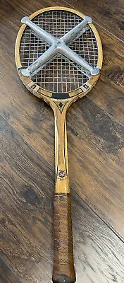 Vtg Davis Imperial Deluxe Wooden Tennis Racquet Made USA W/metal Cross Court 27” • $45.99