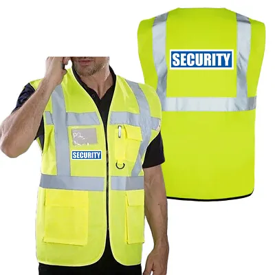 £10.49 • Buy SECURITY Hi Vis SAFETY VEST WAISTCOAT ZIPPED Phone Pocket & ID Front&back