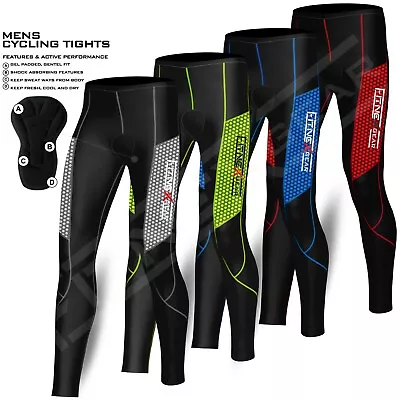 Mens Cycling Tights Padded Trousers Base Layer Compression Sports Cycle Leggings • £12.99