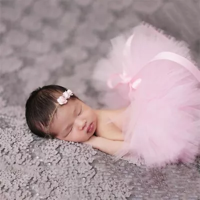 2Pcs Photography Props Outfit Baby Tulle Tutu Skirts Headband Pettiskirt • £7.88