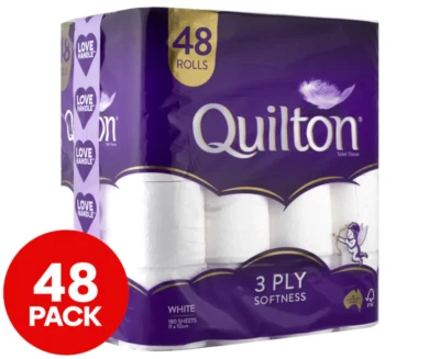 $29.98 • Buy 48x Quilton Toilet Paper Tissue Rolls Thick Soft Absorbent 3-Ply 180 Sheets