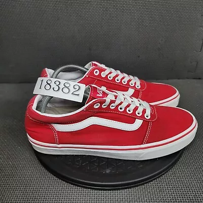Vans Old Skool Shoes Mens Sz 10 Red White Skate Canvas Sneakers • $50