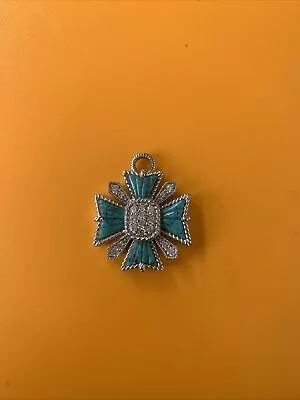 Vintage Judiith Ripka 925 Silver Cross Turquoise / Diamonique Enhancers • $54.87
