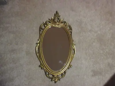 Vintage French Country Syroco Ornate Gold Wall Mirror  #5113 USA 30   X 15 1/2  • $125