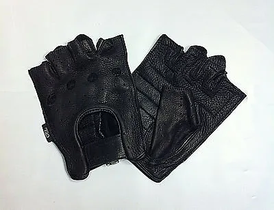 DEERSKIN Leather Perferated FINGERLESS Gloves Work Ride Motorcycle Driving Mens  • $20.90