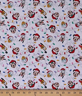 Cotton Christmas Mickey Mouse Festive Holiday Fabric Print By The Yard D405.53 • $9.95