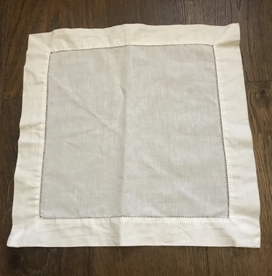 £2.99 • Buy White Linen Cotton Hemstitch Table Napkin Serviette Dining 17.5” Square