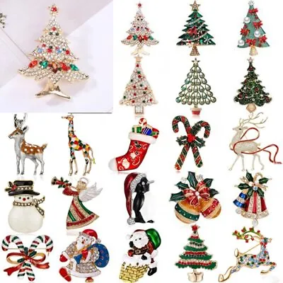 Fashion Merry Christmas Tree Santa Crystal Brooch Pin Party Jewelry Gifts Broach • $1.92