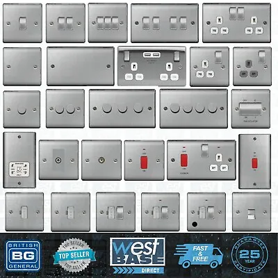 BG NEXUS METAL BRUSHED STEEL Switches Sockets Decorative Light ALL Inserts + USB • £14.69