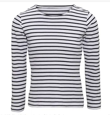 Ladies ASQUITH & FOX Nautical Stripe Breton Blue Long Sleeve T-shirt Top~L~12 • £12
