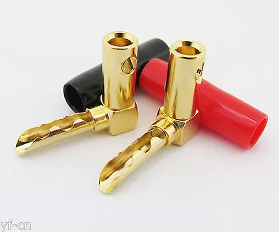 100pcs Angle BFA-Z Hollow Pin 4mm Banana Plug Speaker Cable Connectors Gold • £127.92