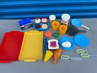 Vintage 1987 Fisher Price Play Food Cupcakes Crisco Rubber Food And More • $49.99